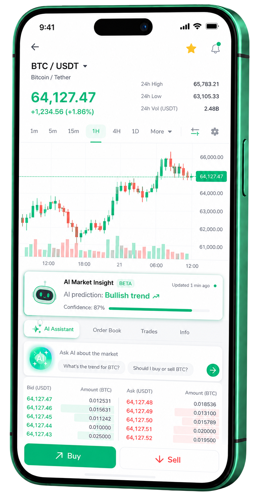 Blesk Výnosica Mobile‑Trading‑App auf einem Smartphone